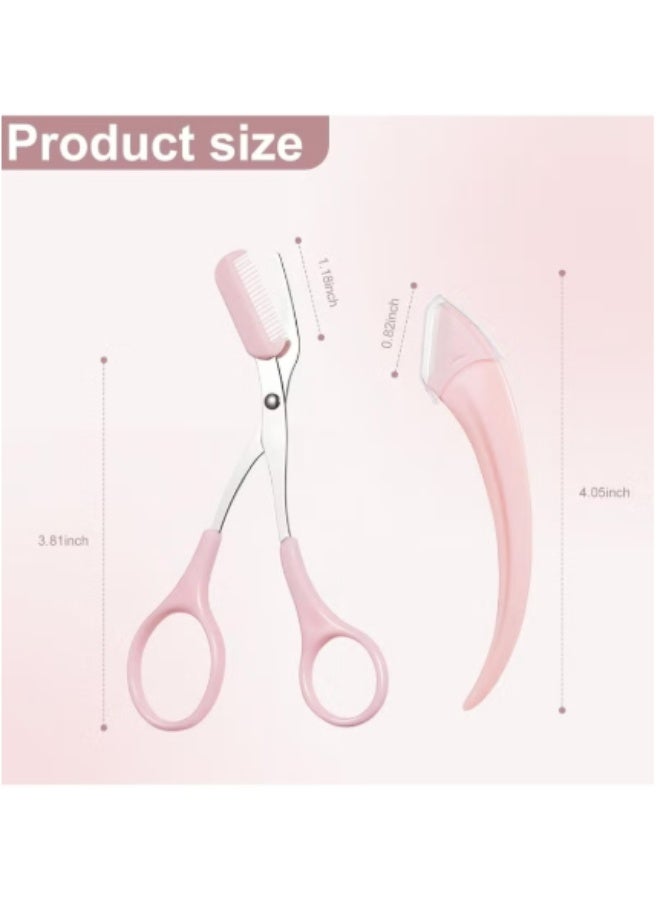 Two-piece eyebrow trimmer set, eyebrow trimmer scissors with comb, unisex curved face razor set, stainless steel beard and eyebrow trimming tools, non-slip handle for easy and precise trimming. - Image 4